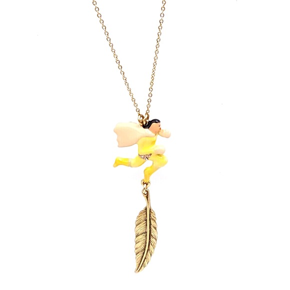 Pilgrim Jewelry - Pilgrim Gold Superhero Necklace Feather Drop Pendant Crystal Danish Charm